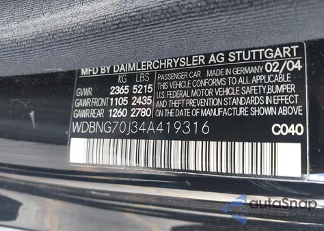 2004 Mercedes-Benz S 430 z USA, uszkodzony, nr VIN WDBNG70J34A419316